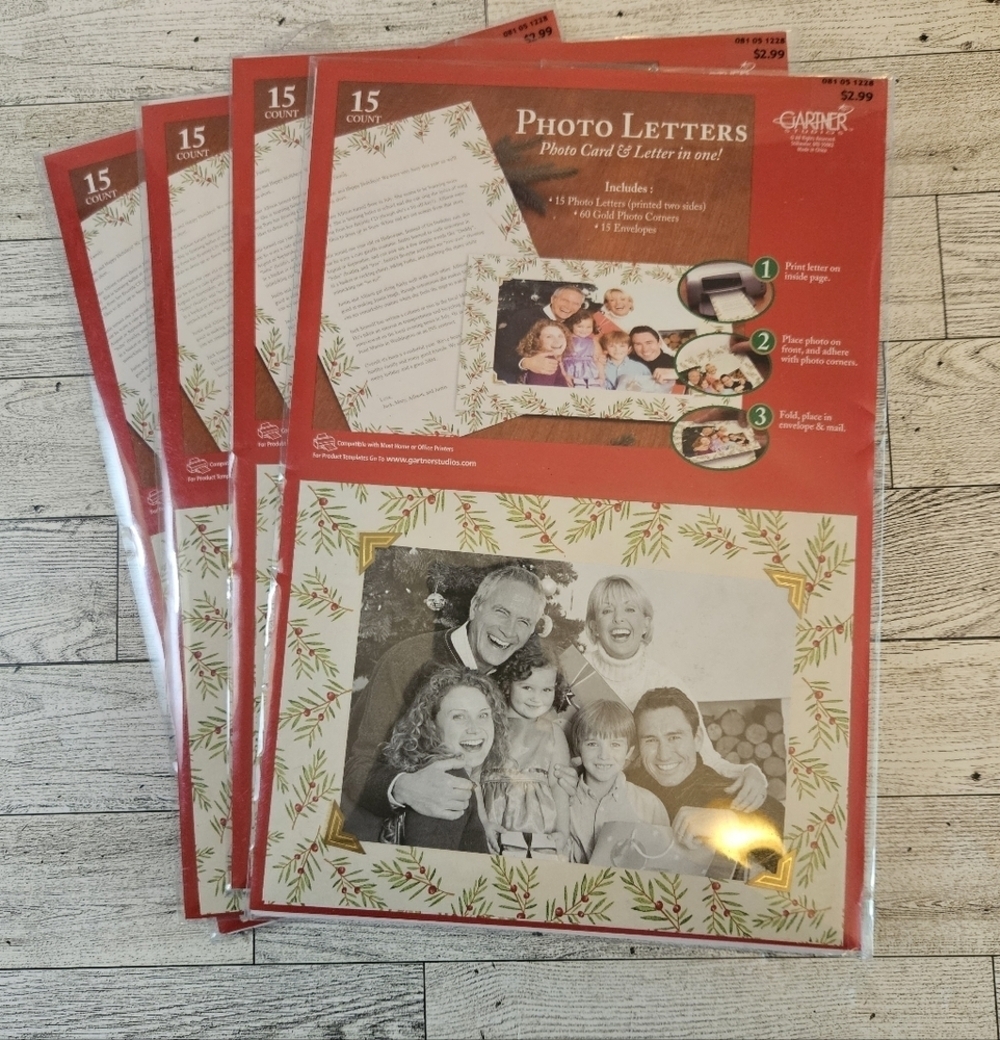 Christmas Stationery Photo Letter Printer Paper 8.5"x11" Four Packs of 15 Sheets